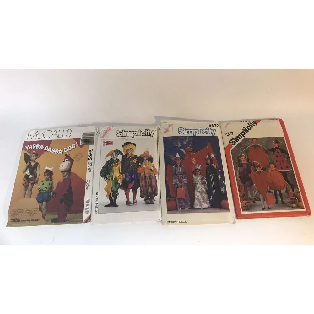 Lot of 14 Kids Sewing Pattern Halloween Costumes, some are vintage, cut & uncut